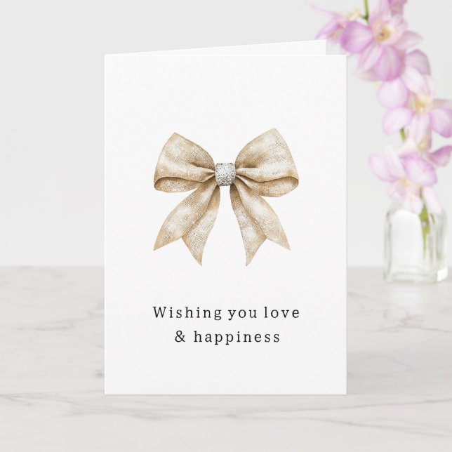 Chic Cream Silver Glam Bow Bridal Shower Card (Orchid)