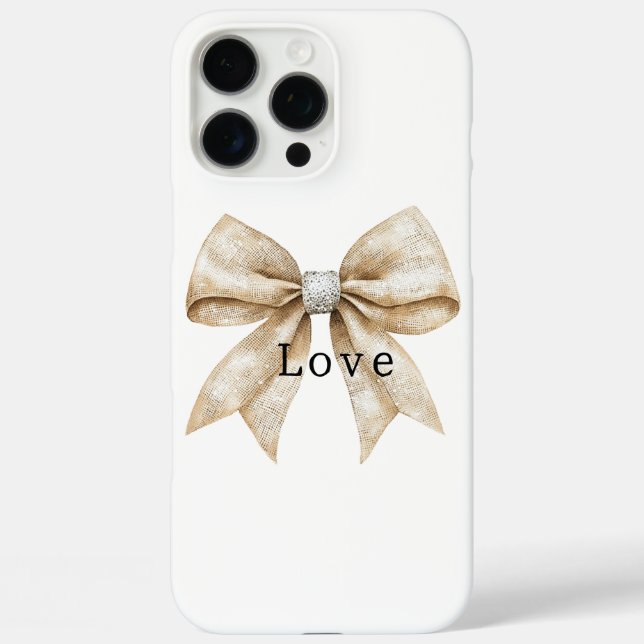 Chic Cream Silver Glam Bow Love Case-Mate iPhone Case (Back)