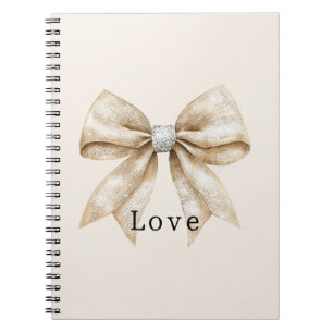 Chic Cream Silver Glam Bow Love Notebook