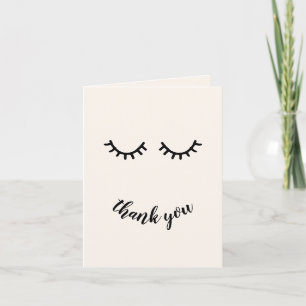 Chic Cream Stone Black Eyelashes Thank You Card