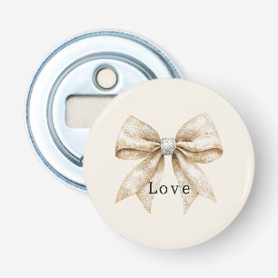 Chic Cream White Silver Glam Bow Love Bottle Opener