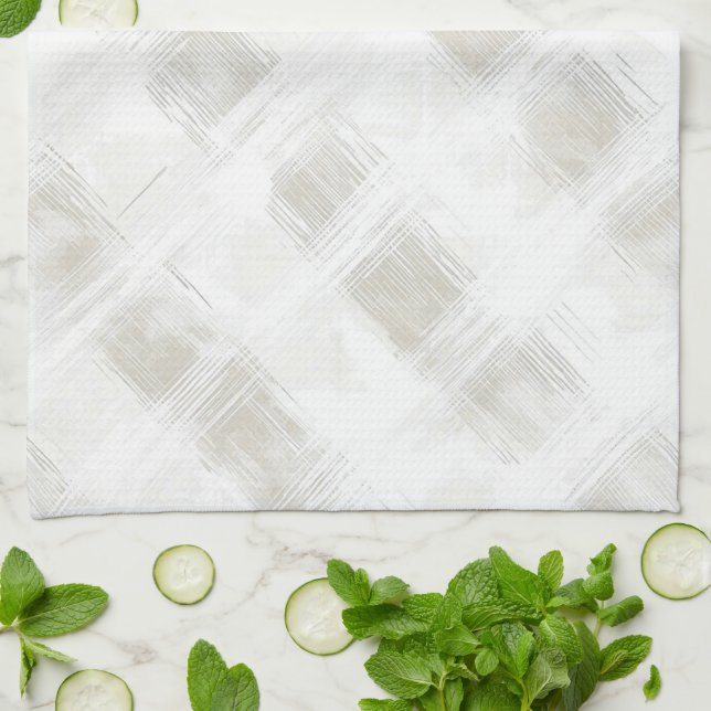 Chic Cream White Stripes Bridal Shower Tea Towel (Folded)