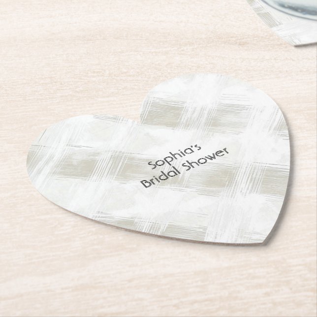 Chic Cream White Stripes Paper Coaster (Angled)