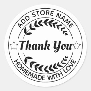 Chic Create Your Own Homemade With Love Thank you Classic Round Sticker
