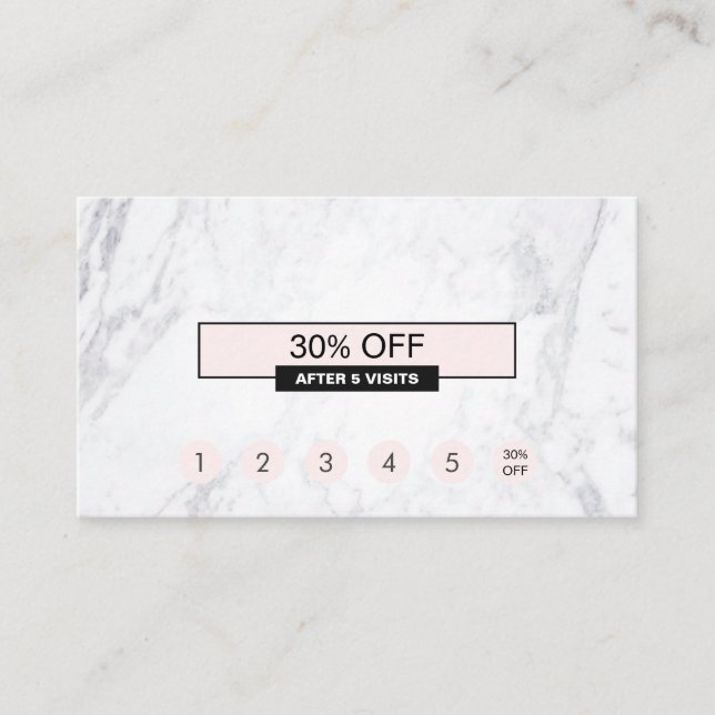 Chic Creative Modern Marble Pastel Pink Loyalty Business Card (Front)