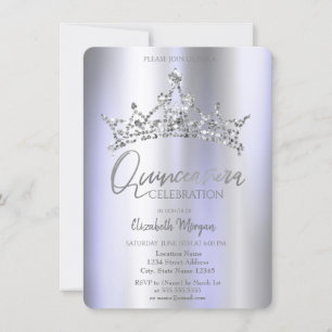 Chic Crown Violet Metallic Quinceañera Invitation