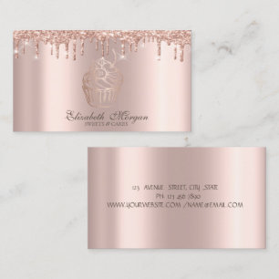 Chic Cupcake Rose Gold Drips Bakery Business Card