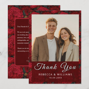 Chic Custom Carnation Flower Beach Wedding Thank You Card