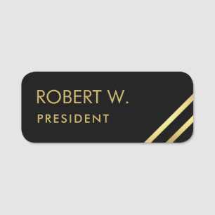Chic Custom Company Professional Black Gold Name Tag