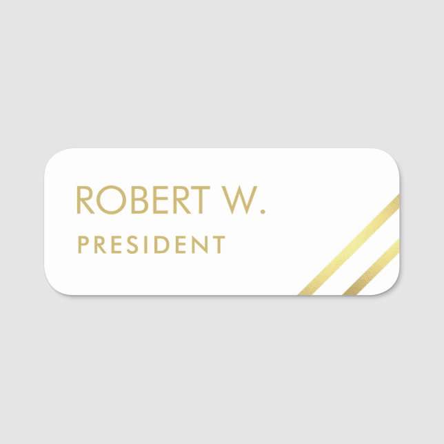 Chic Custom Company Professional White Gold Name Tag (Front)