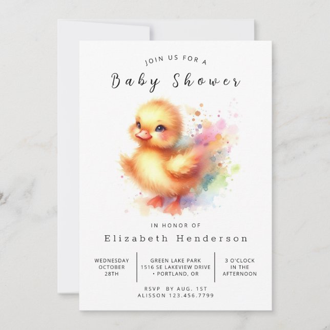 Chic Custom Duck Baby Shower Invitation (Front)