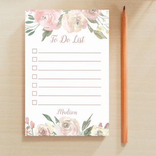 Chic Custom Floral To Do List Post-it Notes