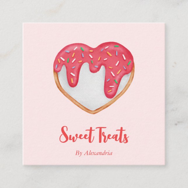 Chic Custom Made Cookie Bakery Chef Square Business Card (Front)