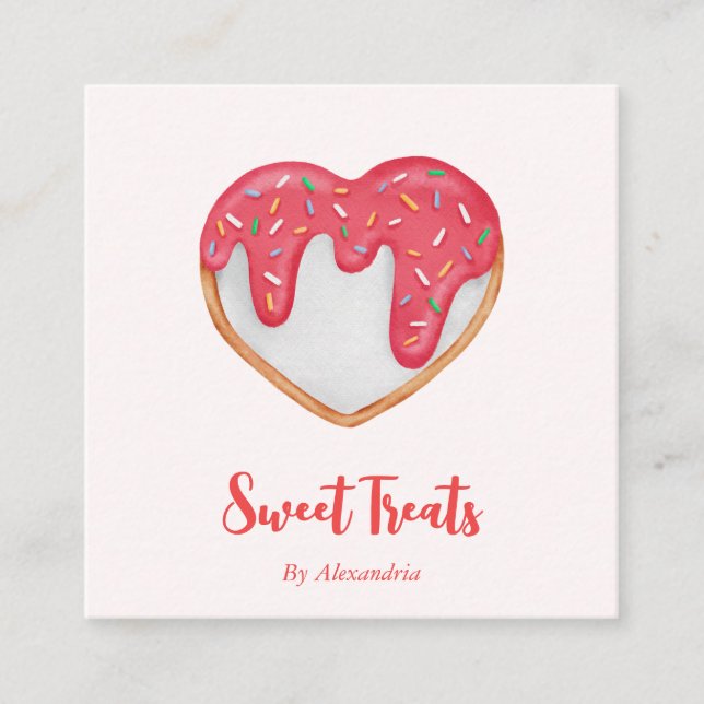 Chic Custom Made Cookie Bakery Chef Square Business Card (Front)