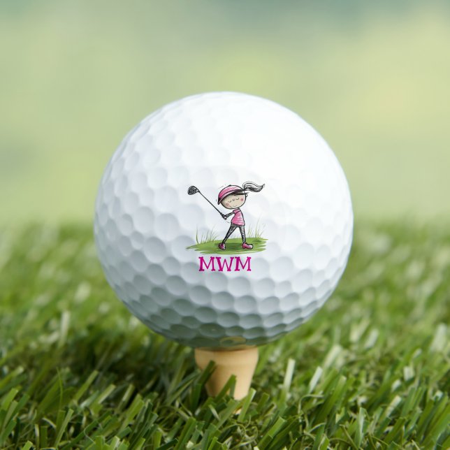 Chic & Custom – Monogram Golf Ball/Lady Golfer Balls (Insitu Tee)