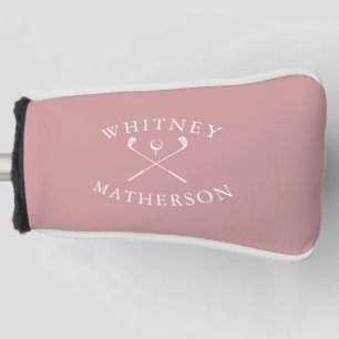Chic Custom Name Dusty Rose And White Golf Clubs Head Cover