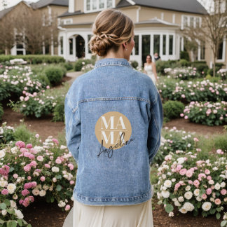 Chic Custom Name MAMA Outerwear Trendy Motherhood Denim Jacket