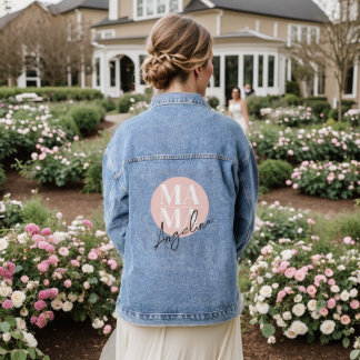 Chic Custom Name MAMA Outerwear Trendy Motherhood Denim Jacket