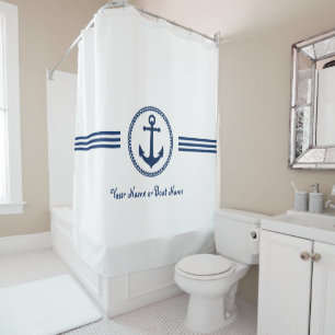 Chic Custom Name Modern Anchor Shower Curtain
