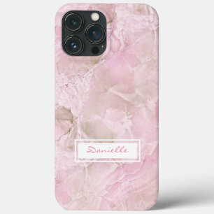 Chic Custom Pastel Pink Agate Marble Art Pattern iPhone 13 Pro Max Case