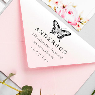 Chic Custom Personalised Butterfly Return Address Self-inking Stamp