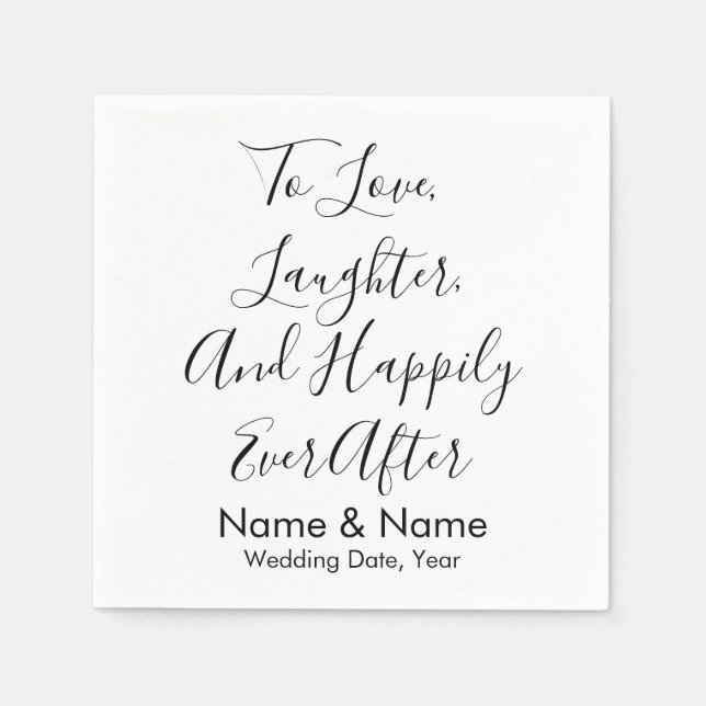Chic Custom Personalised Script Wedding Reception Napkin (Front)