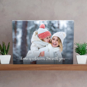 Chic Custom Photo, Home Is With You Quote Keepsake Photo Block