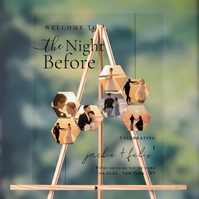 Chic Custom Photo Modern Rehearsal Dinner Welcome Acrylic Sign (Neutral)