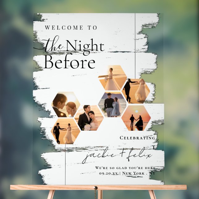 Chic Custom Photo Modern Rehearsal Dinner Welcome Acrylic Sign (Neutral)