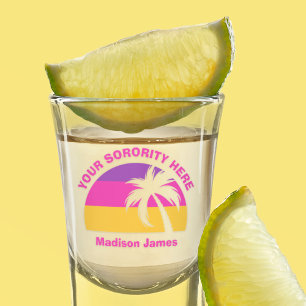Chic Custom Pink Tropical Beach Cute Sorority Girl Shot Glass