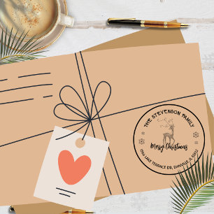 Chic Custom Reindeer Holiday Greeting Stamp 