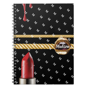 Chic Custom stylish lips Gift Bday Beauty Girl Notebook