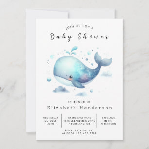  Chic Custom Whale Baby Shower Invitation