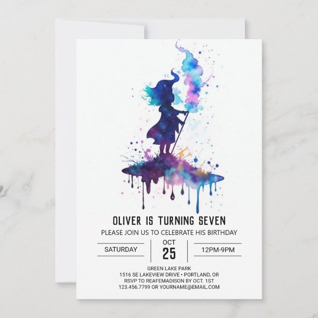 Chic Custom Wizardry Birthday Invitation (Front)