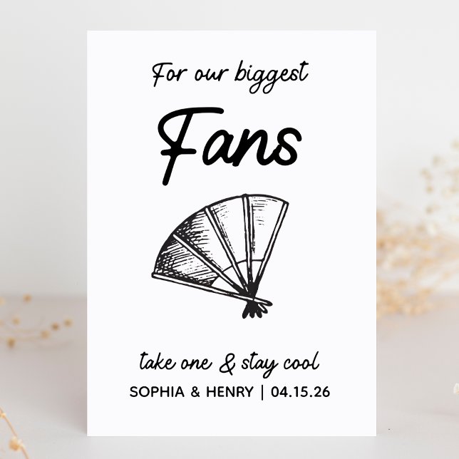 Chic Customisable For Our Fans Wedding Favour Sign (Customize this elegant wedding favor sign to match your big day—perfect for your biggest fans!)