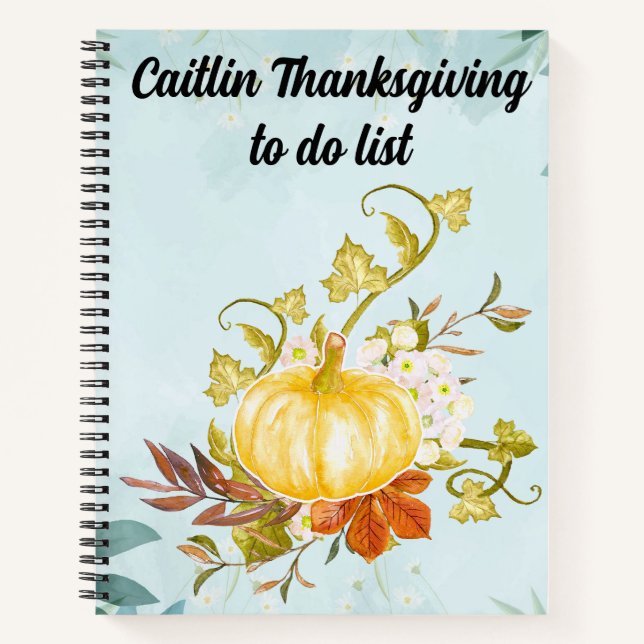 Chic customisable thanksgiving to do list notebook (Front)