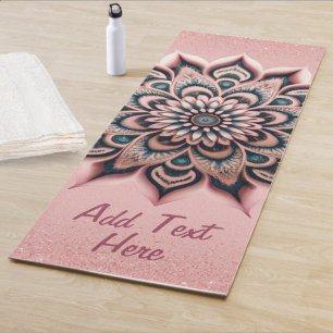 Chic Customised Rose Gold Glitter Elegant Mandala Yoga Mat