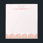 Chic Cute pink boho rainbow with florals  Notepad<br><div class="desc">Cute pink boho rainbow with florals notepad perfect as a gift for teachers.</div>