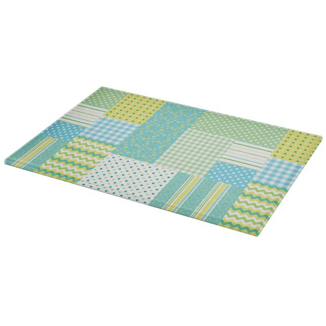 Chic Cutting Board: Daffodils, Faux-Patchwork Board (Corner)