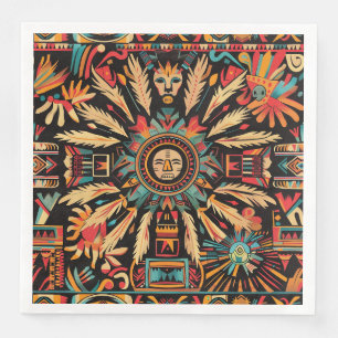 Chic Cyan "Aztec Dream" Elegant Dinner Paper Napki Napkin