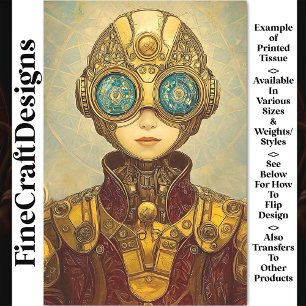 Chic Cyber Steampunk Futuristic Woman Y5 Decoupage Tissue Paper