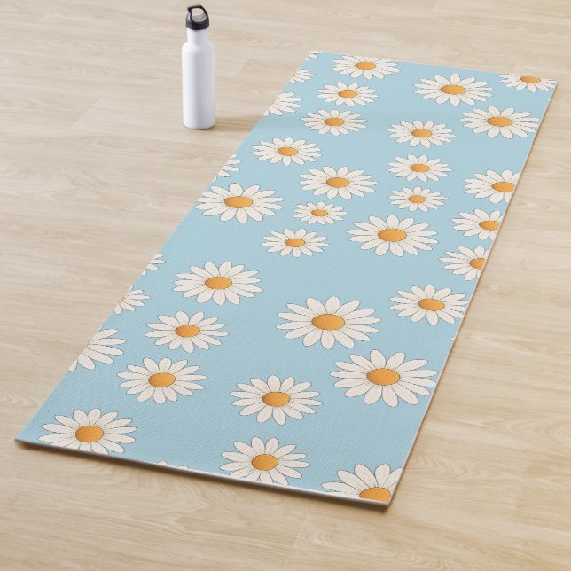 Chic Daisy Flower Pattern – Cute Floral Designe -  Yoga Mat (In Situ)