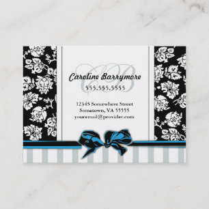 Chic Damask and Striped Business Card