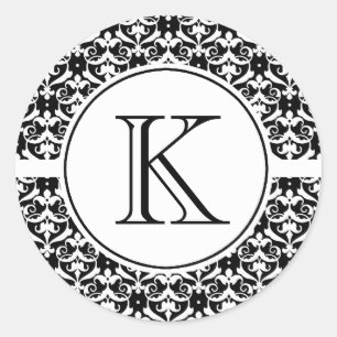 Chic Damask Classic Round Sticker