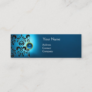 CHIC DAMASK GEM MONOGRAM blue Mini Business Card