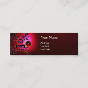 CHIC DAMASK GEM  MONOGRAM red Mini Business Card