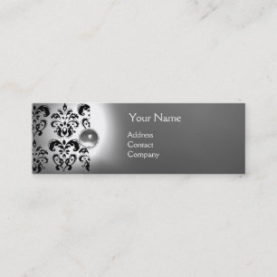 CHIC DAMASK GEM  MONOGRAM white Mini Business Card