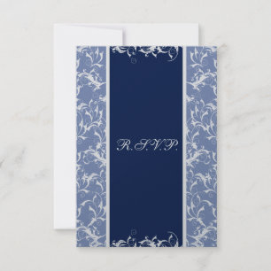 chic damask navy wedding RSVP Standard 3.5 x 5 Card