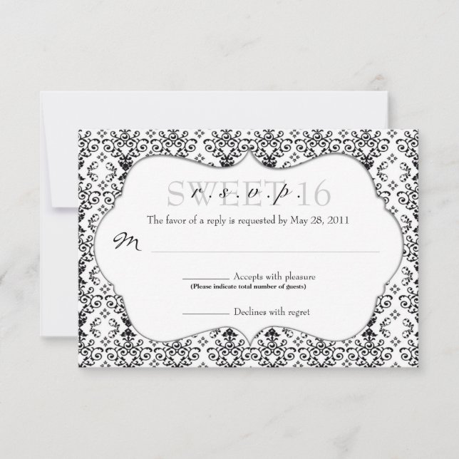 Chic Damask RSVP [Black and White] (Front)
