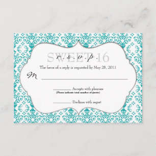 Chic Damask RSVP [Teal] Card